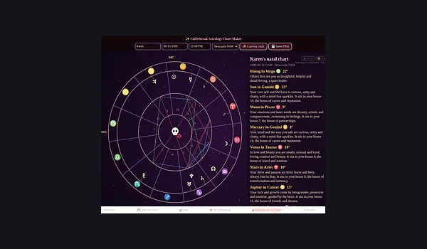 Coffeebreak Astrology Chart Maker – Original-Spielaufnahme