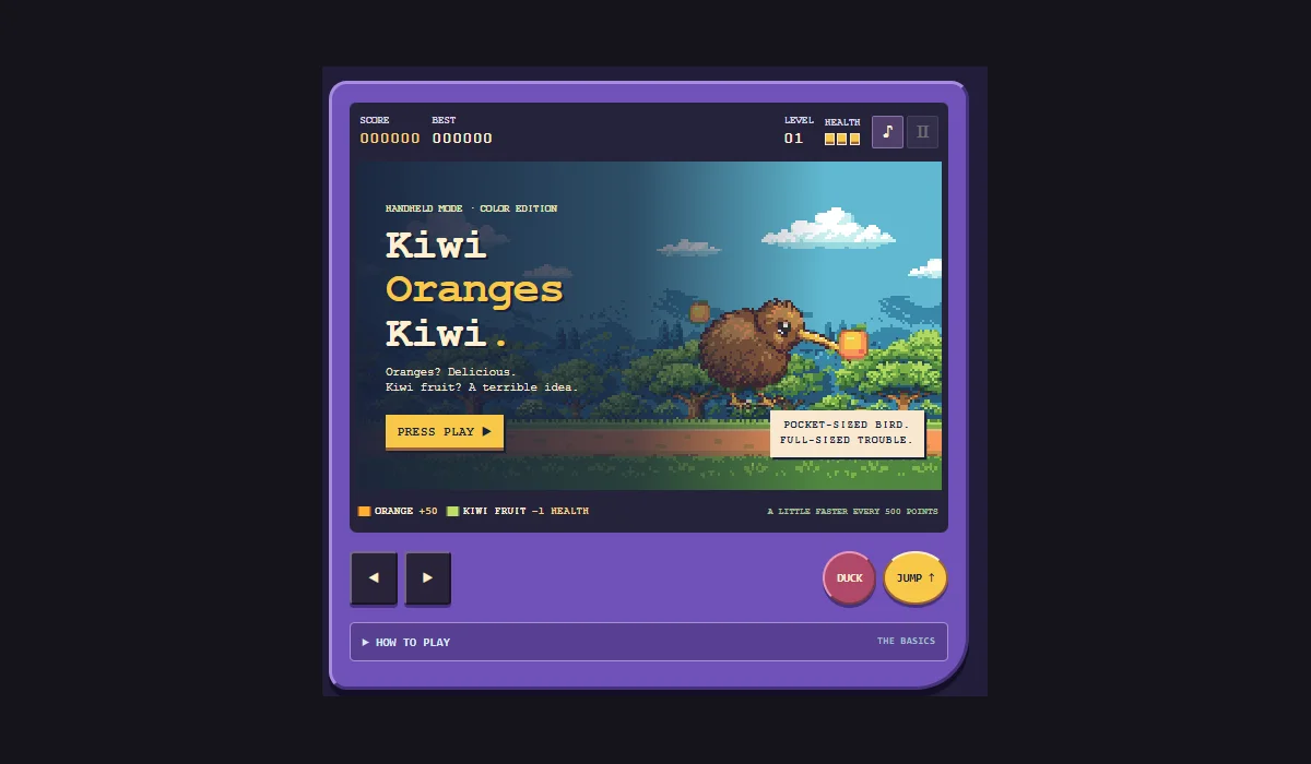 Kiwi • Oranges • Kiwi (Handheld Edition) — original game screenshot